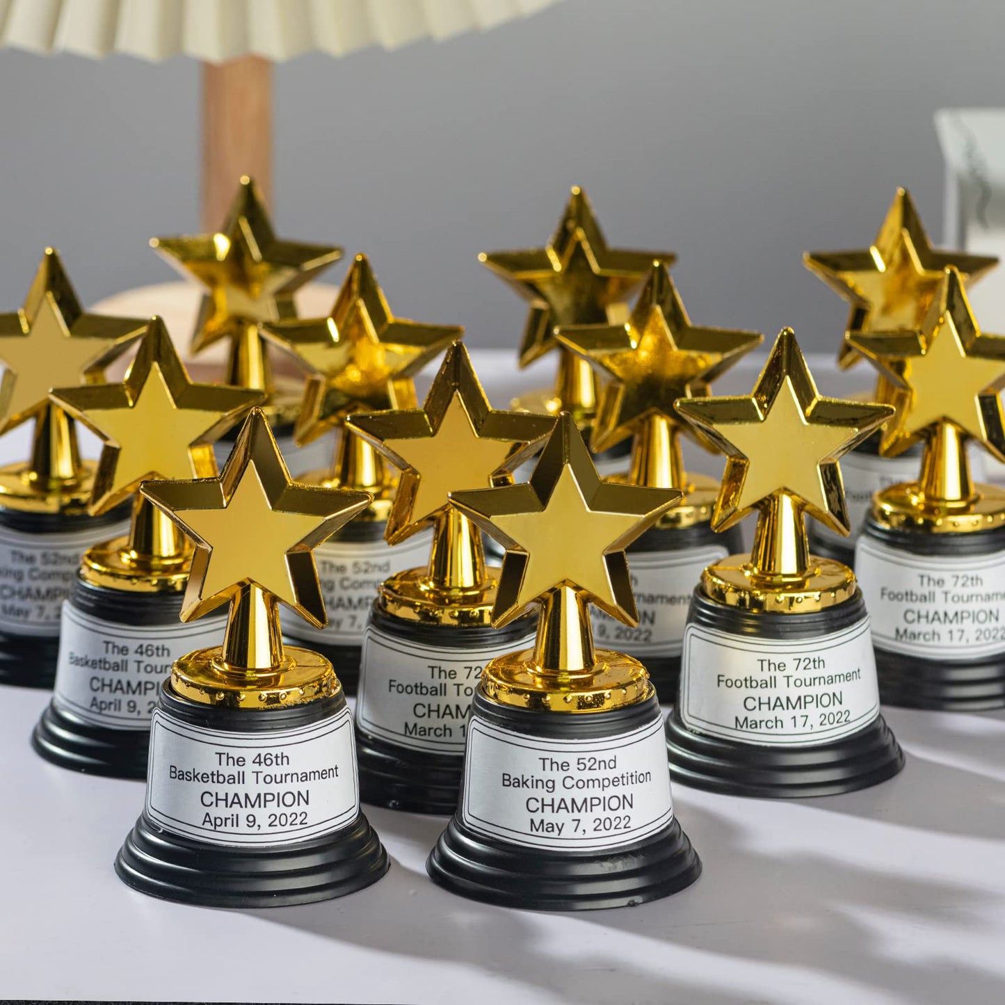 24 Pack Mini Star Trophy Awards Bulk (4.5 Inch), Plastic Gold Star Trophies For Halloween Party Favors, Goodie Bags, Kid Classroom School Reward, Sports Tournament Winning Prize, Hollywood Event Props