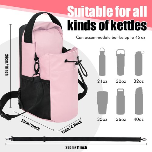 qiaofei Magnetic Gym Bag for Women - Pink Water Bottle Holder Fitness Tote with Magnetic Closure, Lightweight Sports Duffel for Yoga, Workout, Running, Tennis