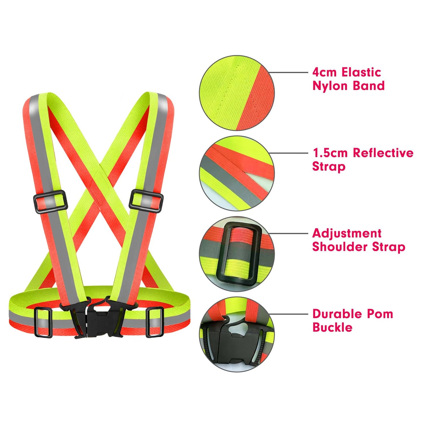 Fepdiu High Visibility Reflective Vest Safety Vest Running Reflective Gear Adjustable Reflective Vest for Walking,Jogging,Hiking,Night Cycling (Black)