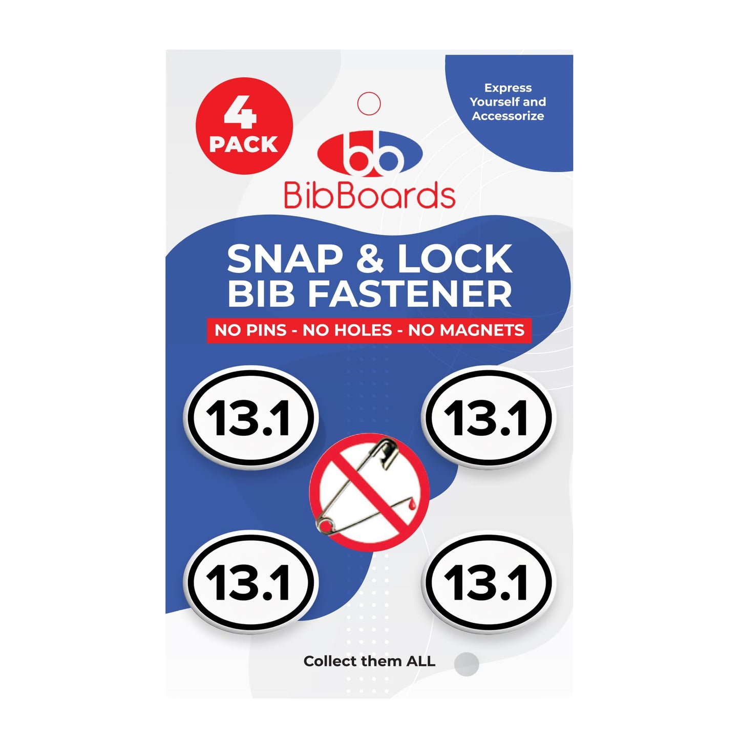 BibBoards bibSNAPS Race Bib Clips, Standard, 4 Pack
