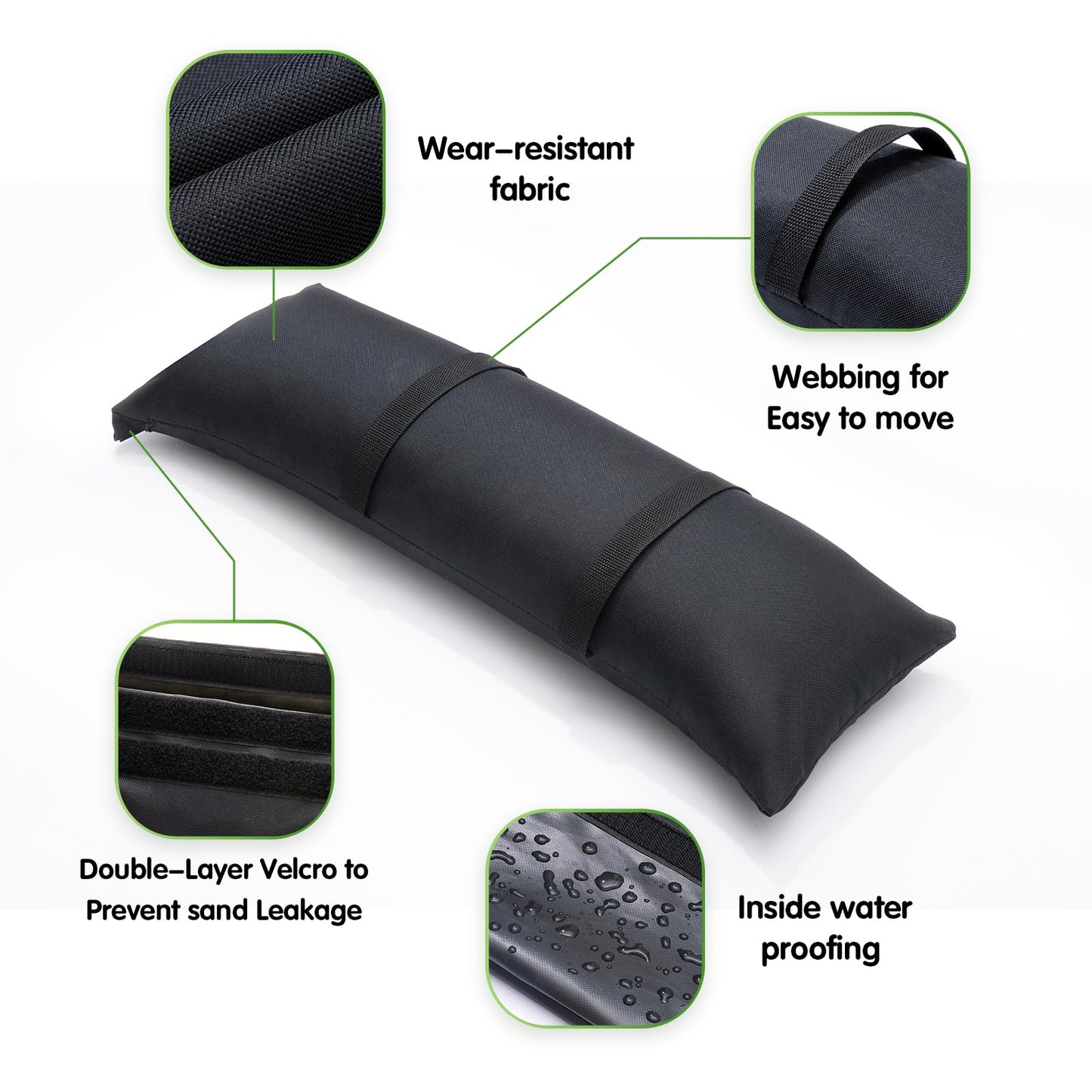 Malomke Sand Bags for Weight, 2 x 44 LBS Fillable Black Empty SandBags