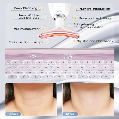 Facial Massager, Red-Light-Therapy-for-Face and Neck, Red Light Therapy Wand, 7 Color Led Face Neck Sculpting Tool for Skin Care