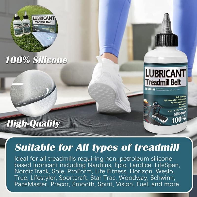 Treadmill Belt Lubricant - SEKODAY 4 oz Silicone Lubricant with Precision Cap