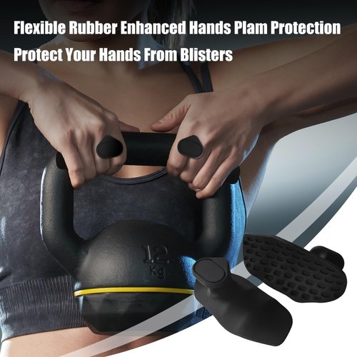 XQC Weight Lifting Grips with Wrist Support & Anti-Slip - Fingerless Rubber Gym Gloves for Men Women, Pull-Ups, Dumbbell, Barbell Training (4Pcs, Black)