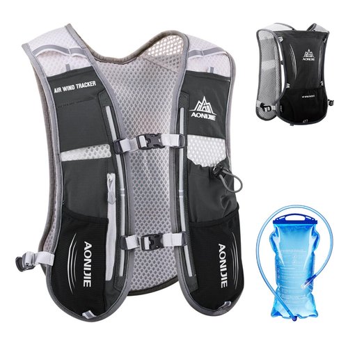 TRIWONDER Hydration Pack Backpack 5L Marathoner Running Race Hydration Vest (Black - with 1.5L Water Bladder)