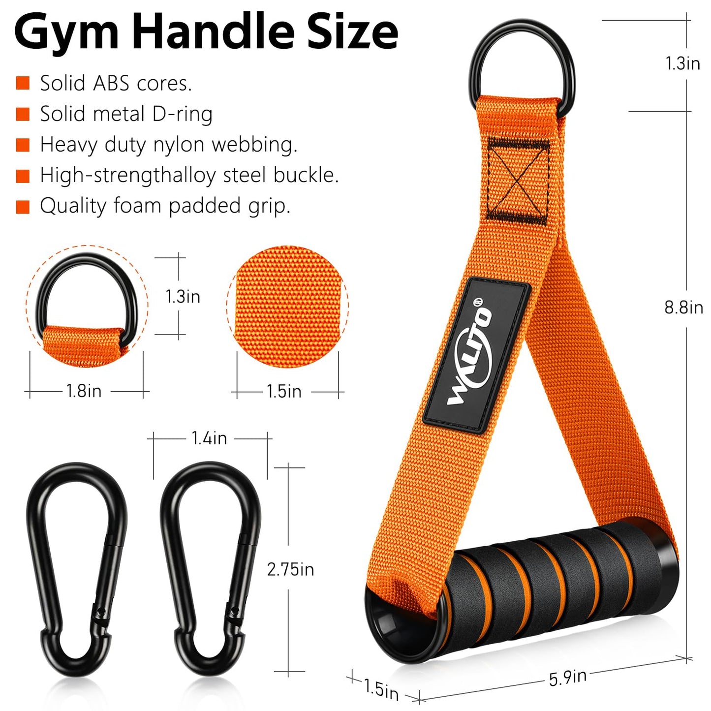 WALITO Exercise Handles, Replacement Cable Machine Attachments for Home Gym Equipment, Pulley System, Pilates, Resistance Bands, Strength Trainer, Heavy Duty Working Out Handles