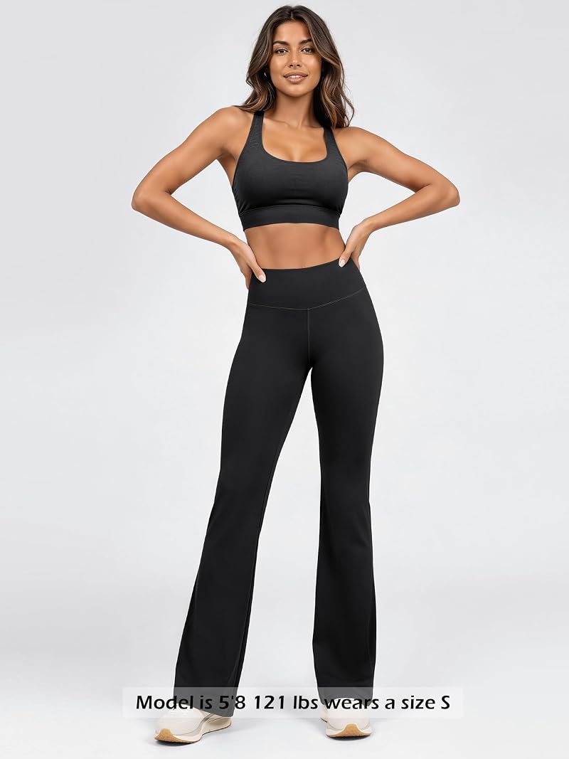 ODODOS 2.0 High Waist Tummy Control Bootcut Yoga Pants with Inner Pocket - Black, 31" Regular