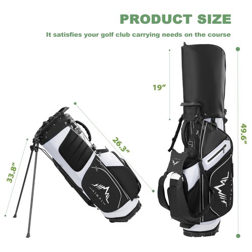 14-Way Golf Stand Bag,Premium Lightweight Golf Bag with Full-Length Dividers, Interchangeable PE-Padded Straps & Stabilizing Kickstand - Plush-Lined Top with Waterproof Cover