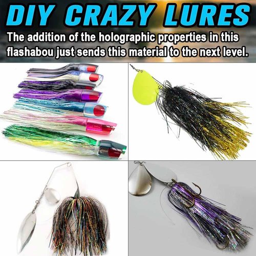 LURELINK-Flashabou-Fly-Tying-Materials-Making-Flies-Jig-Fishing-Lure-Supplies 12&24 Colors Crystal Krystal Flash String Holographic Ripple Saltwater Freshwater (24-Color Combinations)