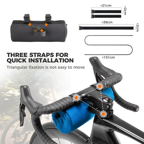 ROCKBROS Bike Handlebar Front Bag Bicycle Handy Frame Roll Bag with Shoulder Removable Strap Mountain Bike Storage Pouch Cycling Accessories