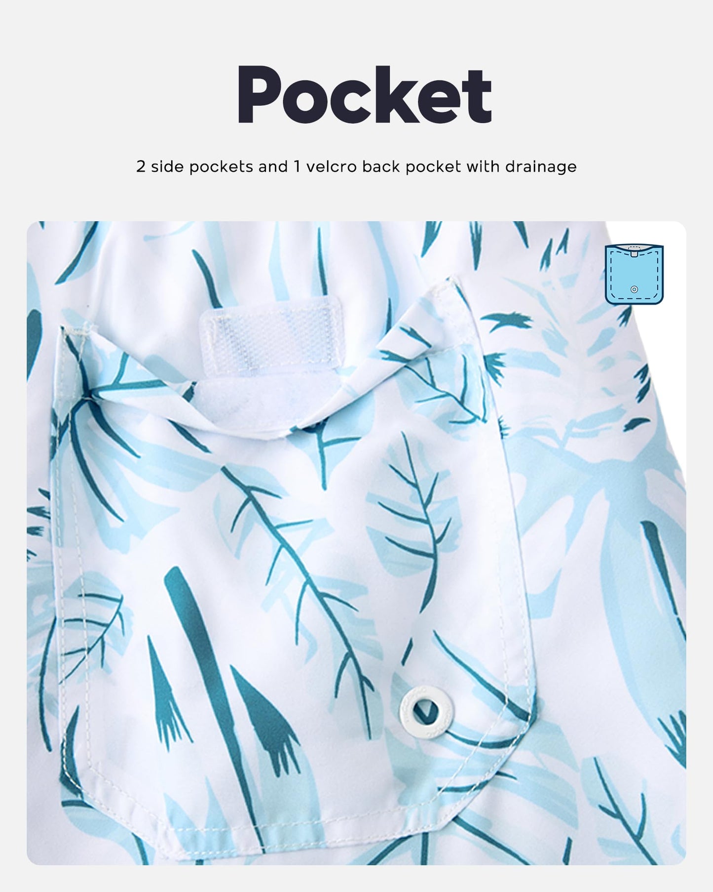 maamgic Mens Swim Trunks Quick Dry Swim Shorts with Mesh Lining Funny Swimwear Bathing Suits 7inch Veined Leaves Blue Large