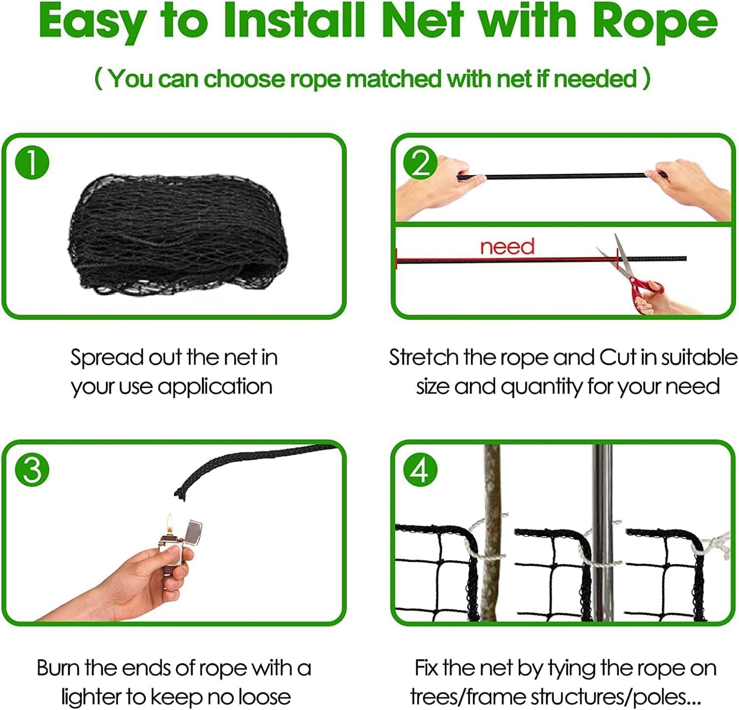 Wiseek Baseball Softball Backstop Nets, Heavy Duty Sports Netting Barrier #18 Nylon Baseball Netting 10'x20'/10'x30'(Net Only)