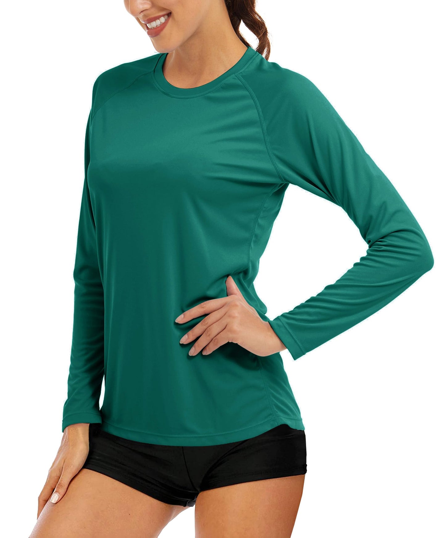 MAGCOMSEN Sweatshirts for Women Running Shirts for Women UV Shirts for Women Workout Shirts Fishing Shirts Womens Long Sleeve Shirts Athletic Shirts Women Jade Green
