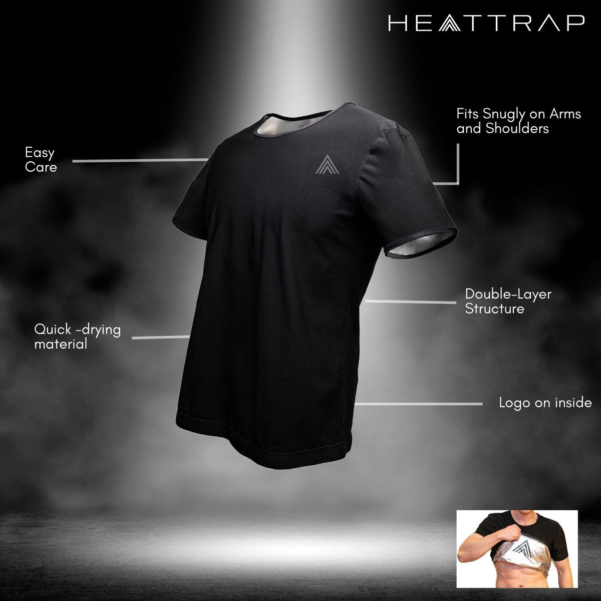 HEATTRAP Men’s Sauna Suit Shirt - Heat Trapping Sweat Compression Vest, Shapewear Top (Black, 2XL)