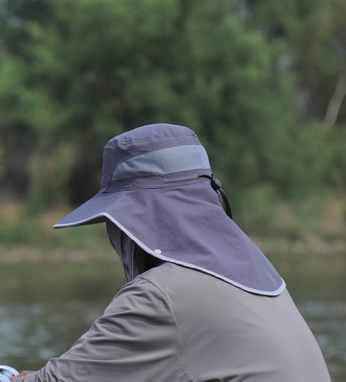 yuzhiyuan Sun Hat UPF 50+, Wide Brim & Face Neck Flap Fishing Hat for Men Women, Summer Outdoor Hat Adjustable, UV Protection Hat Sweat-Wicking Band & Windproof Design Dark Gray