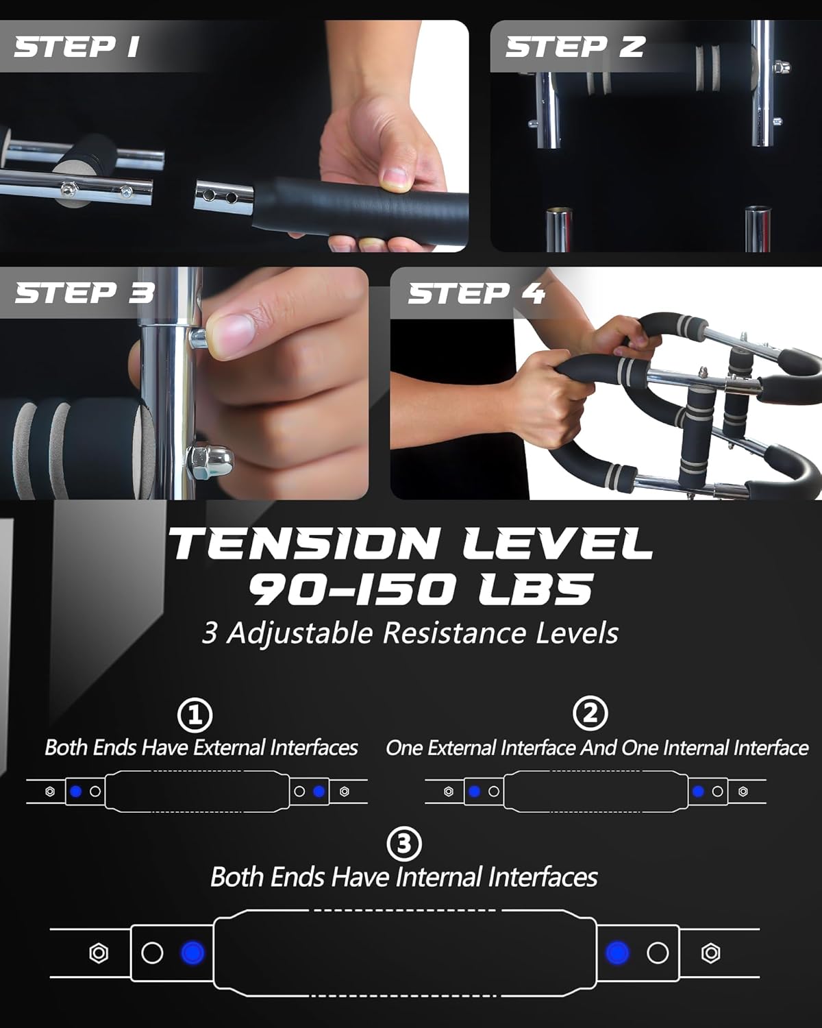 2025 Pro Twister Arm Trainer, Adjustable Power Twister Bar, Chest Shoulder Arm Workout Equipment, Portable Detachable Upper Body Fitness Machine for Home & Gym