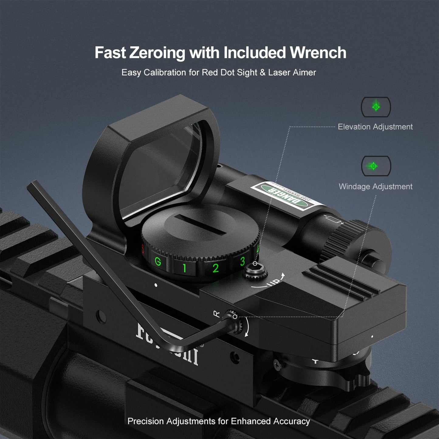 Feyachi RSL-88 Reflex Sight - 4 Reticle Red & Green Dot Sight Optics with Integrated Green Laser Sight Less Than 5mW Output with Pressure Switch