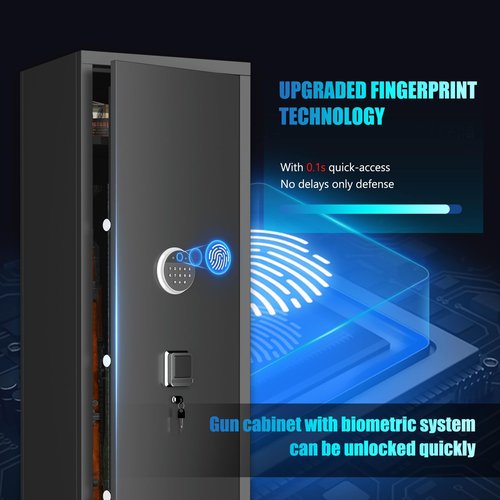Large Biometric Gun Safe for Rifle & Pistol - Quick Access Tall Gun CabinetHolds 10 Rifles & 3 Pistols with LED Light & Ammo Storage, Fingerprint Lock, Home & Commercial Use (55"H, Black)