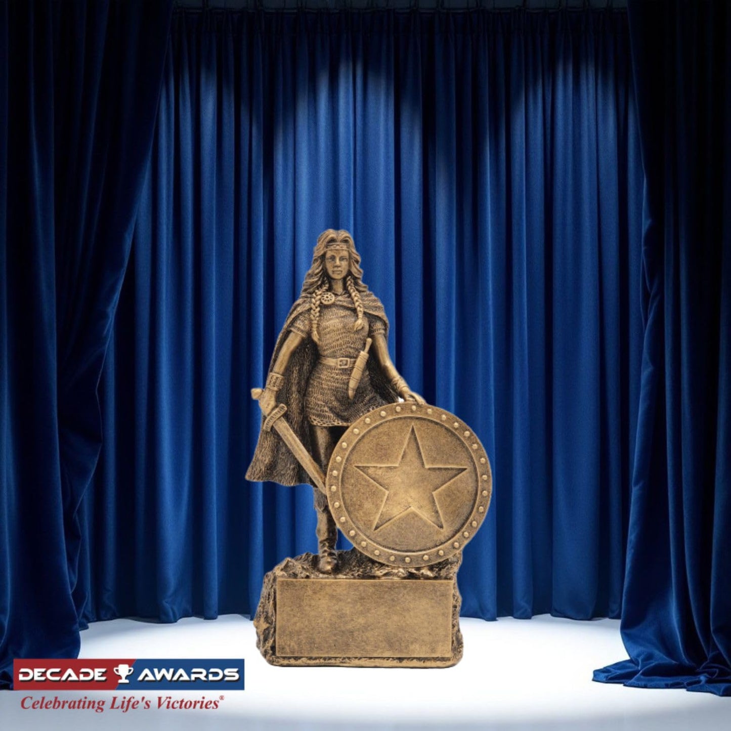 Decade Awards Female Champion Trophy - Engraved Woman Warrior Award - Celebrate Her Strength, Triumphs, and Unstoppable Spirit - Custom Engraved Plate on Request (6.75 Inch Tall)