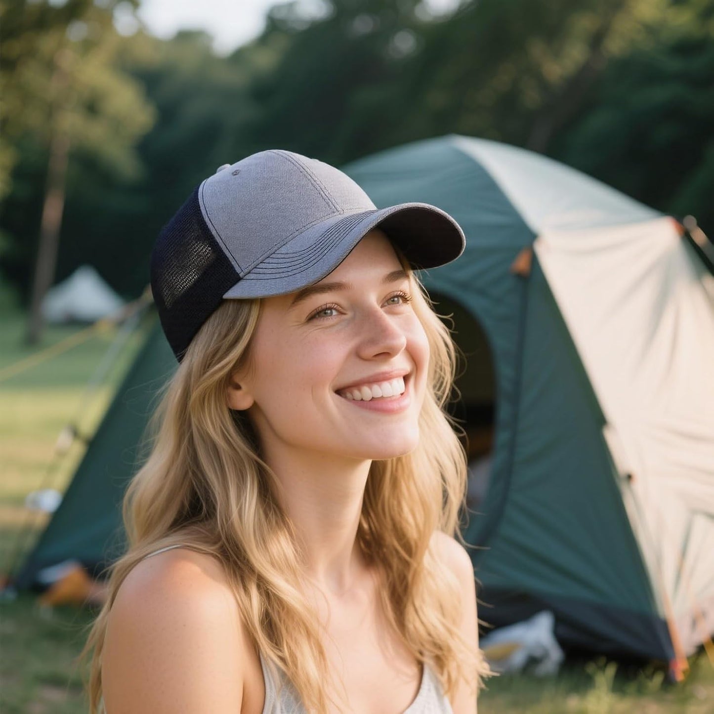 2-Pack Breathable Mesh Snapback Trucker Hats, Adjustable Baseball Caps for Men Women, Cotton-Poly Twill Outdoor