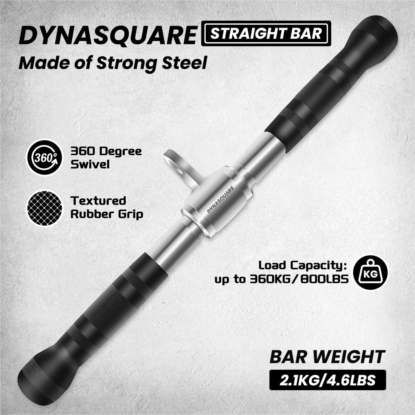 DYNASQUARE Tricep Press Down Cable Machine Attachment, Heavy Duty Solid Steel Body Training Lat Pulldown Home Gym Accessories, Double D Row Handle, V Bar, Ankle Straps, Tricep Rope, Pull Down Bar