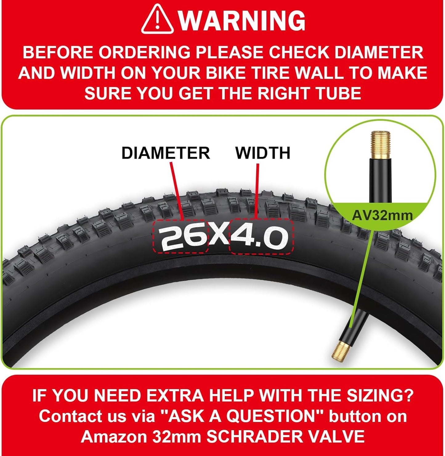 2/4 Pack 20"/26" x4.0 Fat Tire Tube, 20"/26" x3.5/4.0 E-Bike Bicycle Fat Tire Tubes AV 32mm Schrader Valve with 2 Tire Levers, 20"/26" x4 Bike Tube for 20/26 Inch Ebike Electric Bicycle Road Mountain