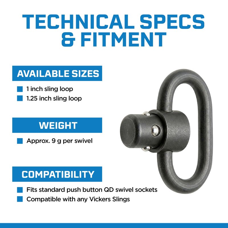 Blue Force Gear Push Button Sling Swivel - Machined Steel Sling Attachment Hardware - 1.25 Inch