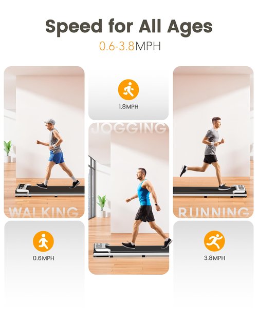 Yagud Walking Pad, Under Desk Treadmill for Home and Office, 2.5 HP Portable Walking Jogging Running Machine with Remote Control and LED Display