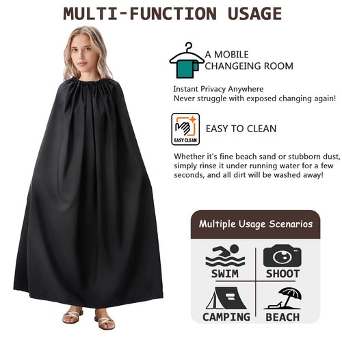 Portable Changing Room, Changing Tent for Dancers, Instant Privacy Shelter Black Cover Changing Curtain for Beach, Car, Boating, Photo Shoots & Dance Competitions - 4.59ft Length