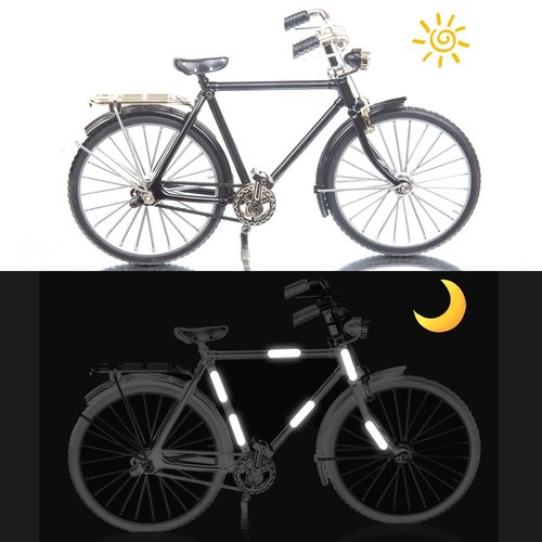 AOZUO 10Pcs Retro Reflective Stickers, Motorcycle Helmet Stickers Black Reflective Tape Night Visibility Reflectors Bicycle Reflective Sticker for Scooters Bike Stroller