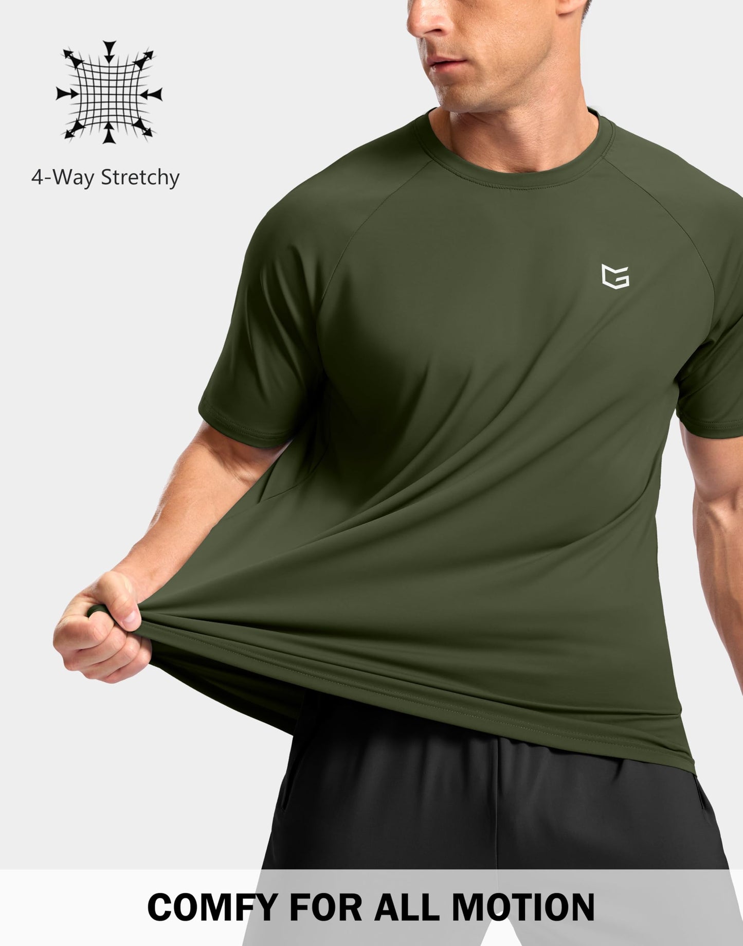 G Gradual Men's Athletic Workout T-Shirts Moisture Wicking Cooling Running Shirts Short Sleeve Performance Tee for Gym Tennis(Olive,S)