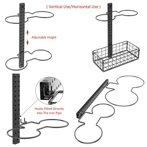 8 Tier Detachable Wall Mounted Basketball Rack,Vertical/Horizontal Football Holder,Holds 14 Balls DIY1/2/3/4 Soccer Stand,Height-Adjustable Ball Rack with Basket for Garage,Tool Room
