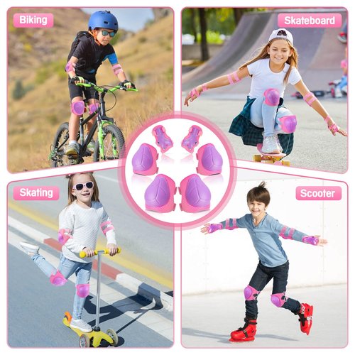 Wemfg Kids Protective Gear Set Knee Pads for Kids 3-8 Years Toddler Knee and Elbow Pads with Wrist Guards 3 in 1 for Skating Cycling Bike Rollerblading Scooter