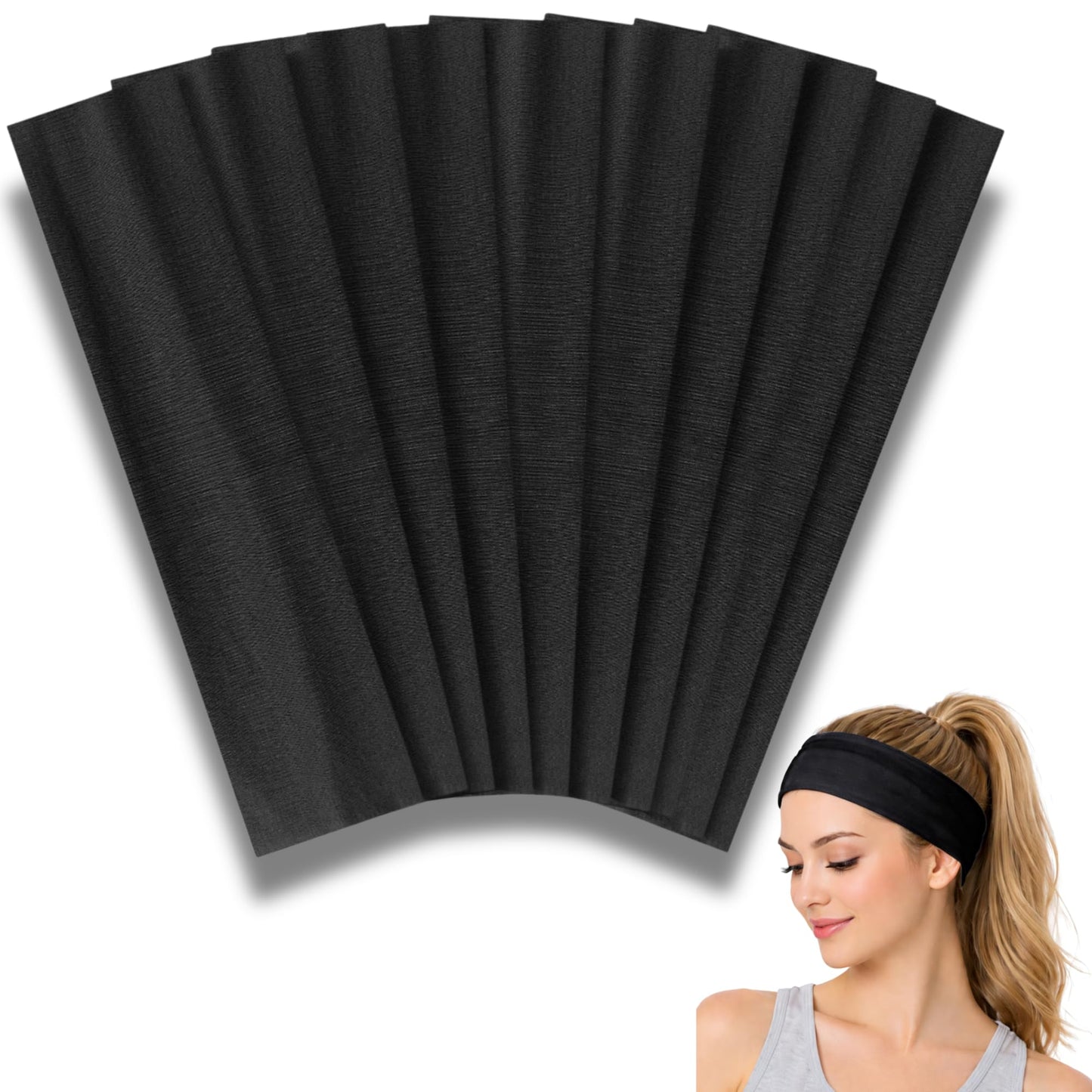 Styla Hair Headbands for Women Stretch Fashion Head Bands 10 Pack Non-Slip Head Wraps Great for Spa, Sports, Yoga, Pilates, Running, Gym Headband, Workouts