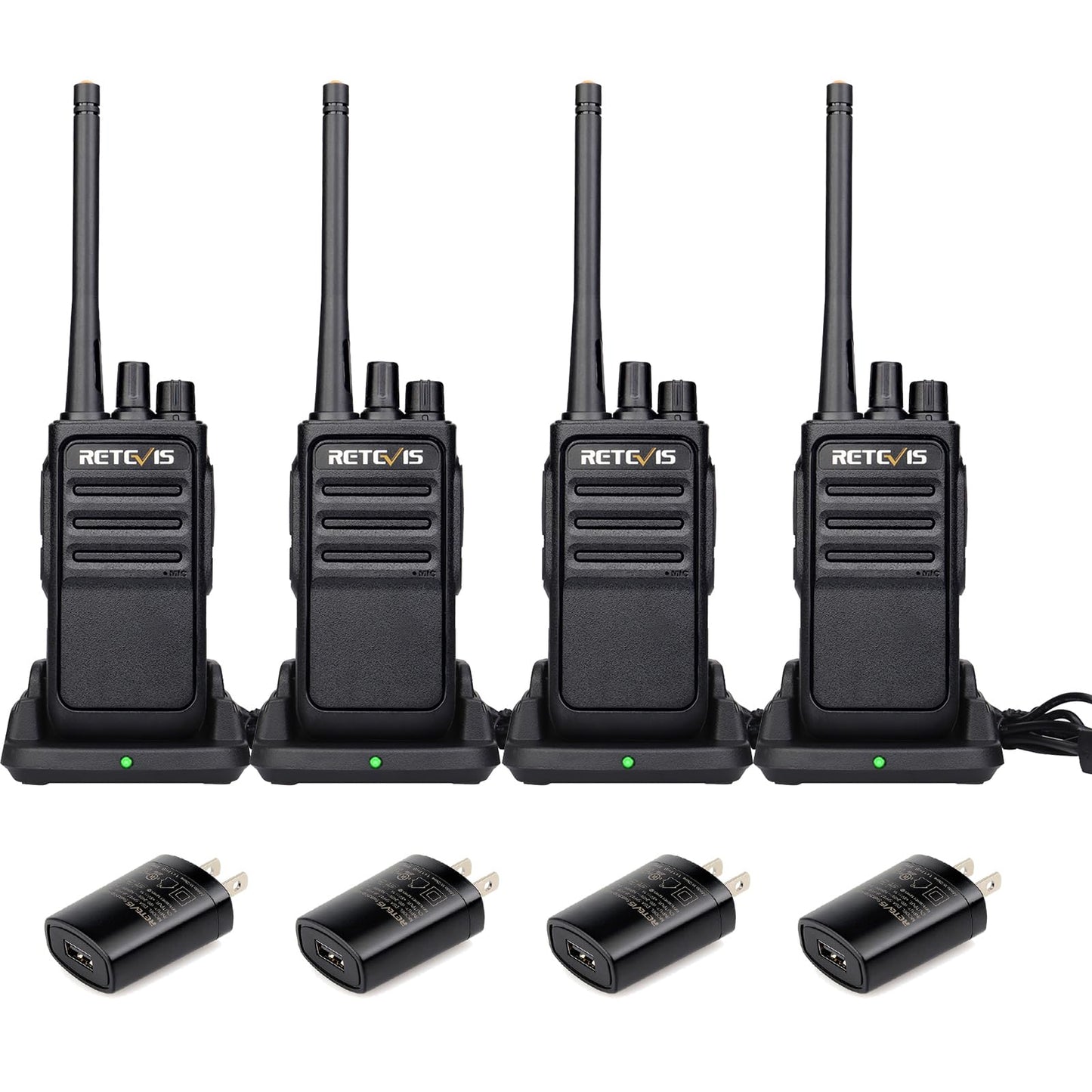 Retevis RT17 Walkie Talkies Long Range for Adults,Rechargeable 2 Way Radios with USB Charger Base, Lightweight Two Way Radio with 1200mAh Battery, Handsfree for Family Skiing Hunting Gifts(4 Pack)