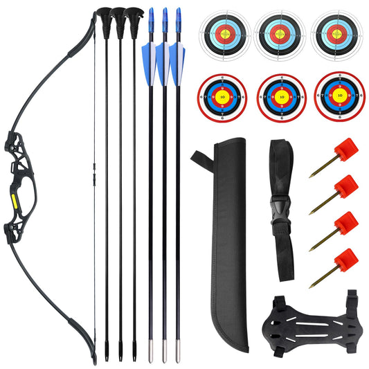 41" Archery Set,Youth Bow and Arrow Set, Suitable for Beginners and Teenagers in Archery, Adjustable from 10-15 Pounds, Suitable for Training and Improving Archery Skills in Various Scenarios（Black