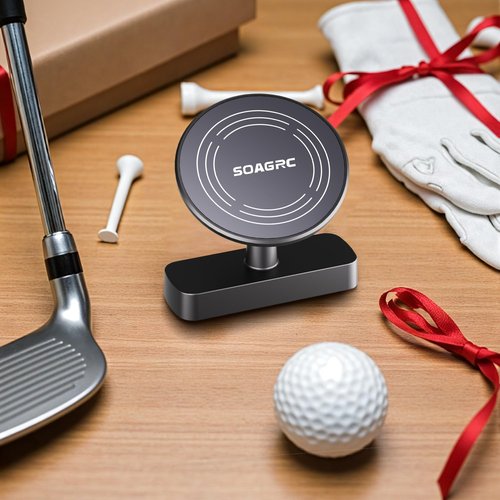 Soagrc Golf Cart Phone Holder - Magnetic Phone Mount for MagSafe & Universal Phones, 360° Adjustable, Fits EZGO & More, Ideal Golf Gift for Men & Women (Black)