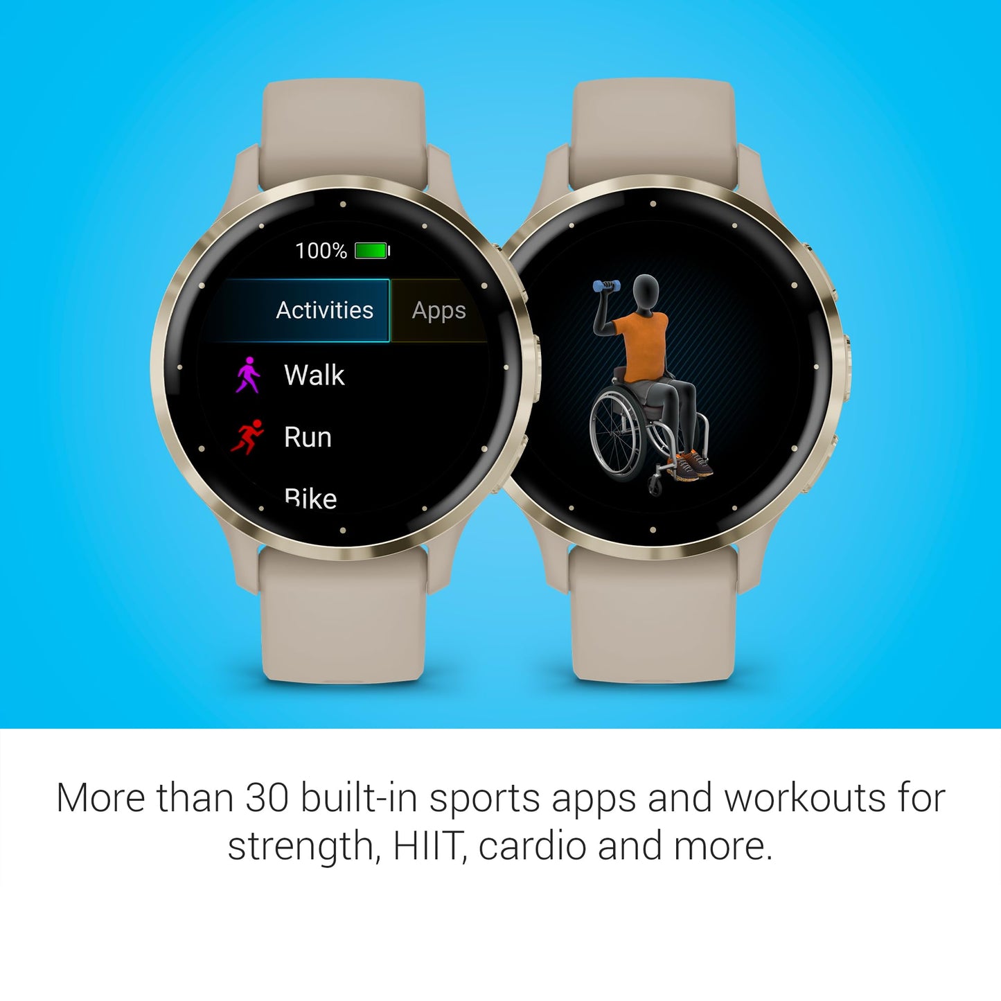 Garmin Venu 3S Running GPS Smartwatch with AMOLED Display, Advanced Health, Fitness Features, Up to 14 Day Battery Life with Signature Power Bundle | Soft Gold with French Gray Silicone Band