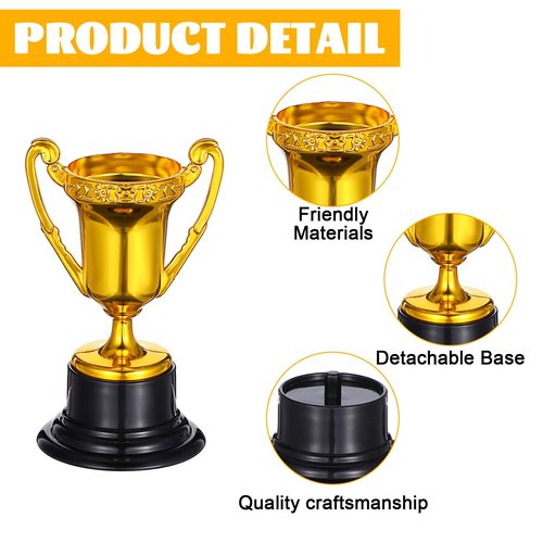 wutfuooo 40 Pack Mini Trophies Bulk Small Tiny Plastic Trophies 3.4 Inch Little Gold Award Cup Rewards Sport Tournament Winning Prize for Football Soccer Baseball Party Favor Prop