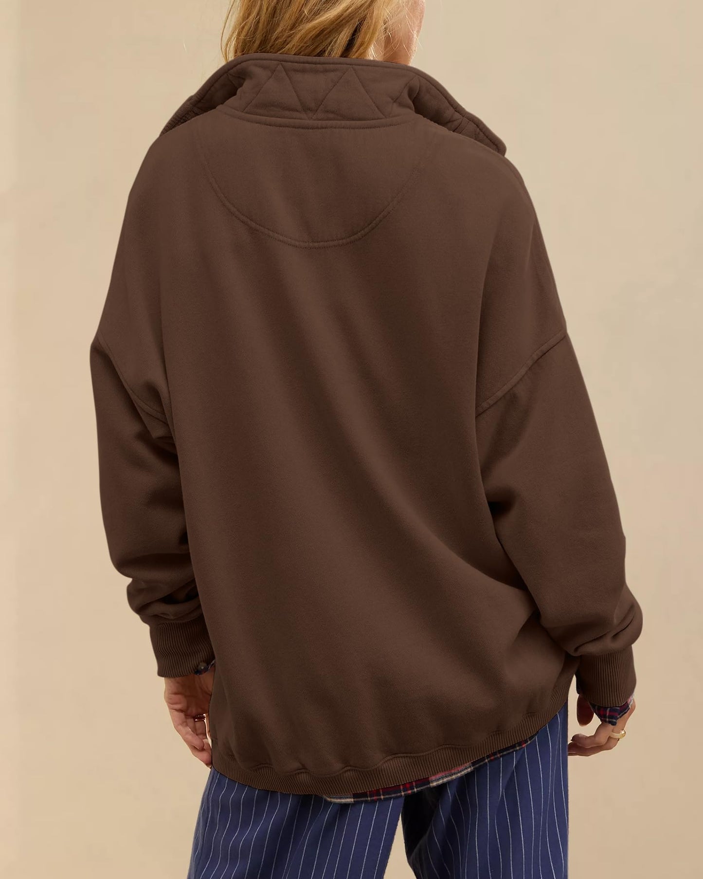 Gacaky Sweatshirt for Women Oversized Casual Long Sleeve Button Henley Neck Pullover Tops Fashion Outfits Clothes Coffee Medium