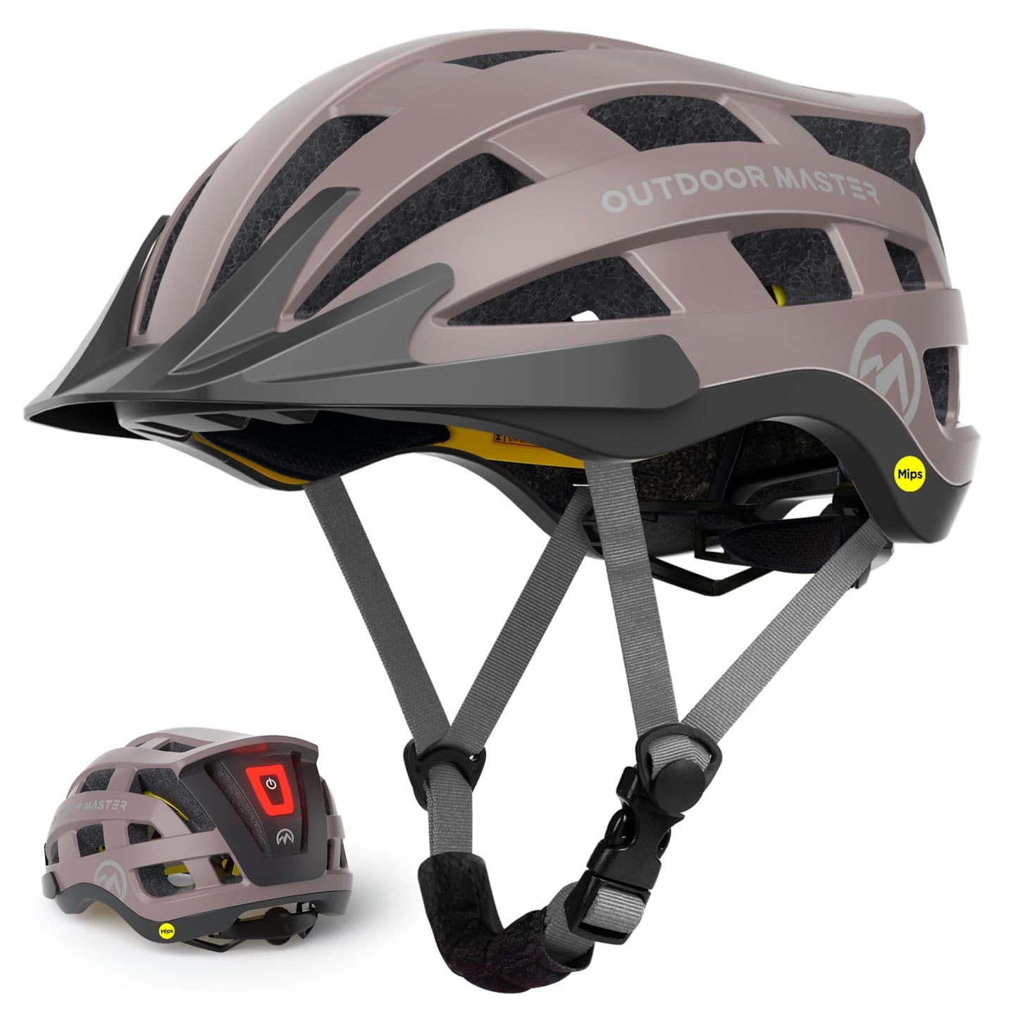 OutdoorMaster Gem II MIPS Bike Helmet with Light - Lightweight Cycling Helmet,Mountain Road Bicycle Helmet for Youth & Adult