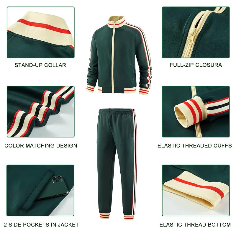Dioxoib Men’s Track Suit 2-Piece Set – Ai-tz002+Large, Full-Zip Jacket & Jogger Pants