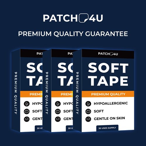 PATCH4U Soft Tape (30 Pack) - Pain Free Removal, Hypoallergenic, Latex Free & Gentle On Skin - Skin Friendly Adhesive Cotton Tape