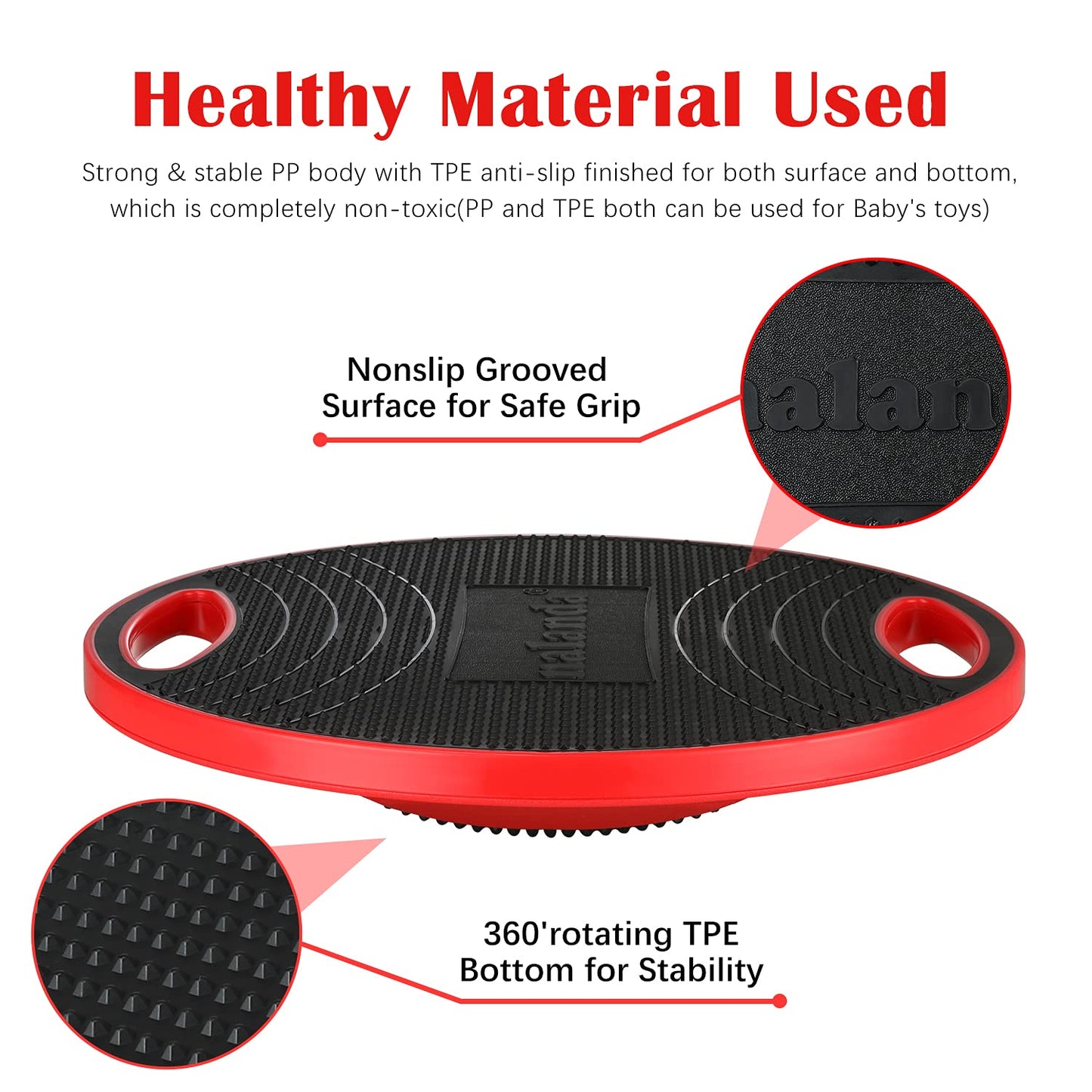 NALANDA Wobble Balance Board, Core Trainer for Balance Training and Exercising, Healthy Material Non-Skid TPE Bump Surface, Stability Board for Kids and Adults Black