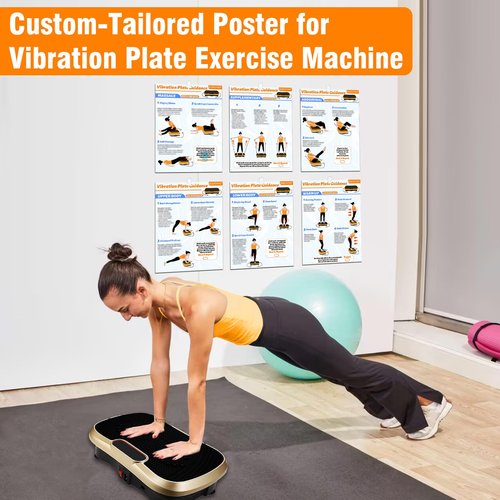 Vibration Plate Exercise Machine Poster - 6 Workout Guidance & 2 Pcs Planner, Comprehensive Whole Body Wave Vibrating Workout Chart