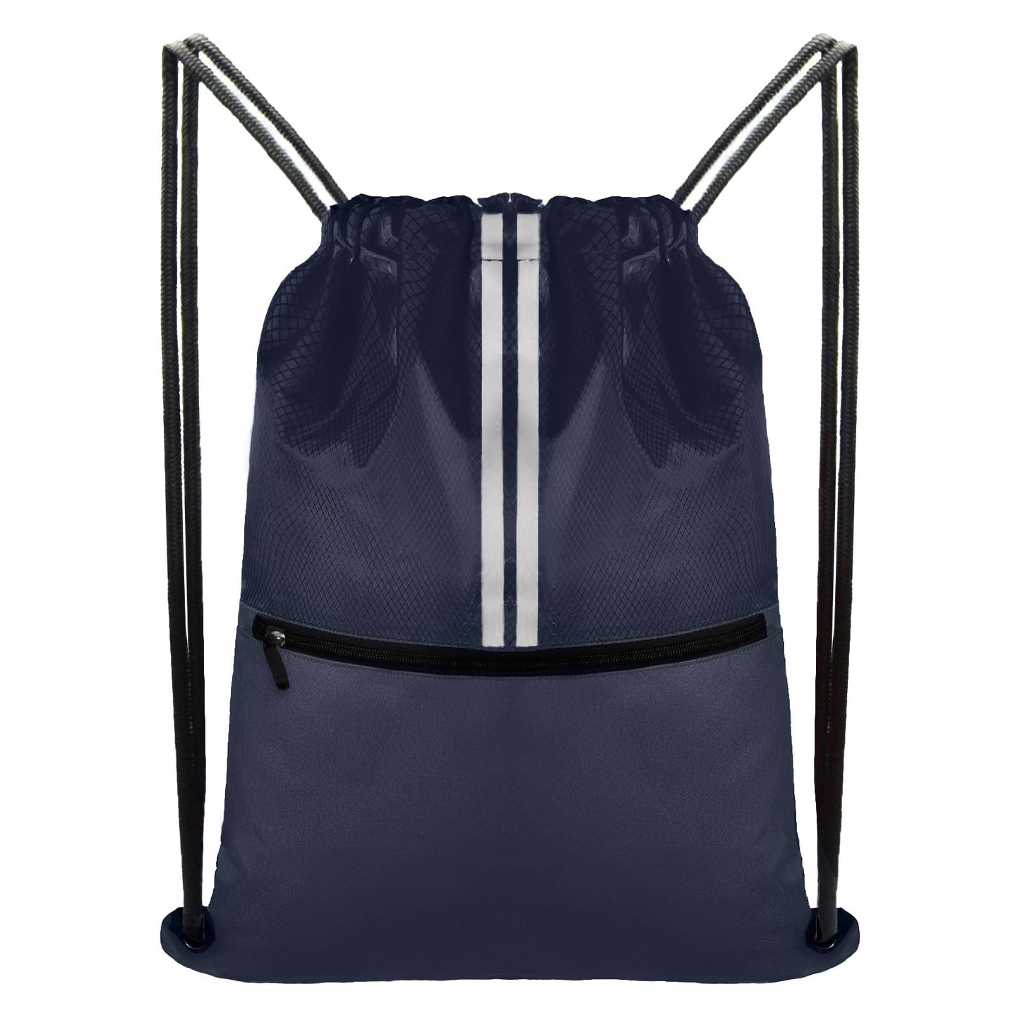 JOYNYON Drawstring Backpack Large Sports Draw String Bag for Men and Women (Navy Blue)