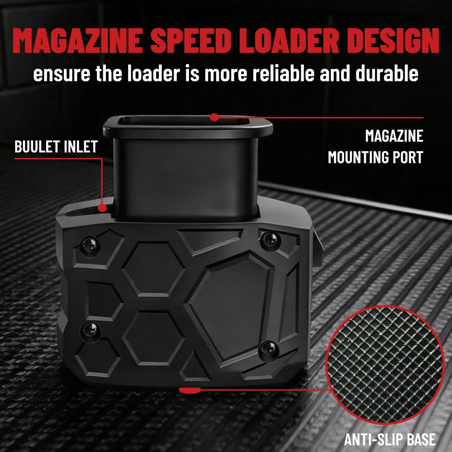 Jevuoyee Universal Speed Loader for 9mm & .40 SW - 2-Step Rapid Magazine Loader Compatible with Glock 17/19/22/23/26/34/45/47 & More, Effortless & Jam-Free Reloading, Perfect Shooting Gift (Black)