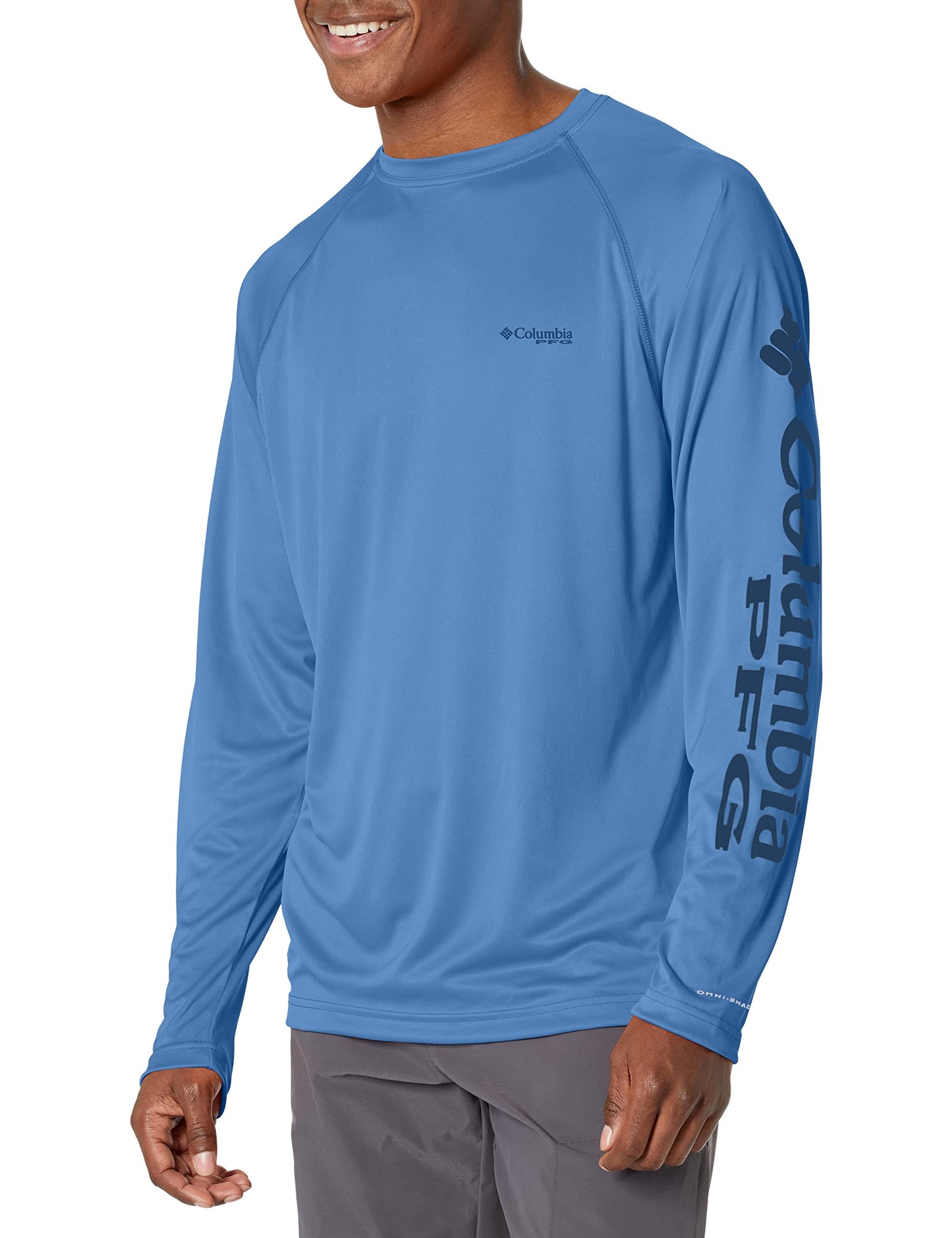 Columbia Men's Terminal Tackle Long Sleeve Shirt, Violet Sea/Carbon Logo, 3X Big