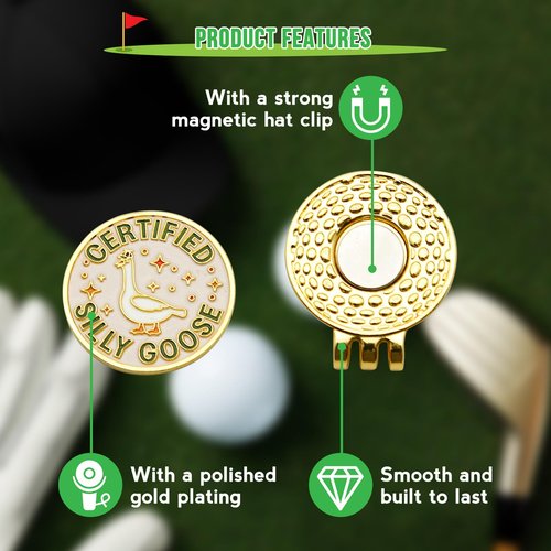 WUSUTE Funny Goose Golf Ball Marker, Unique Magnetic Hat Clip for Golfers, Cool Golf Accessories for Men Women Golf Lovers
