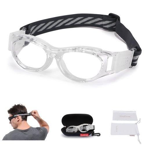 SooGree Kids Sport Glasses Basketball Football Safety Goggles Boys Safety Eyewear Anti Shock Collision Glasses Frame 7-14 (Transparent)